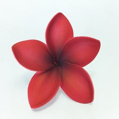 Plumeria Foam Flower With Stem -Maroon / Brown core (2.75 inch) FPLU102-P011