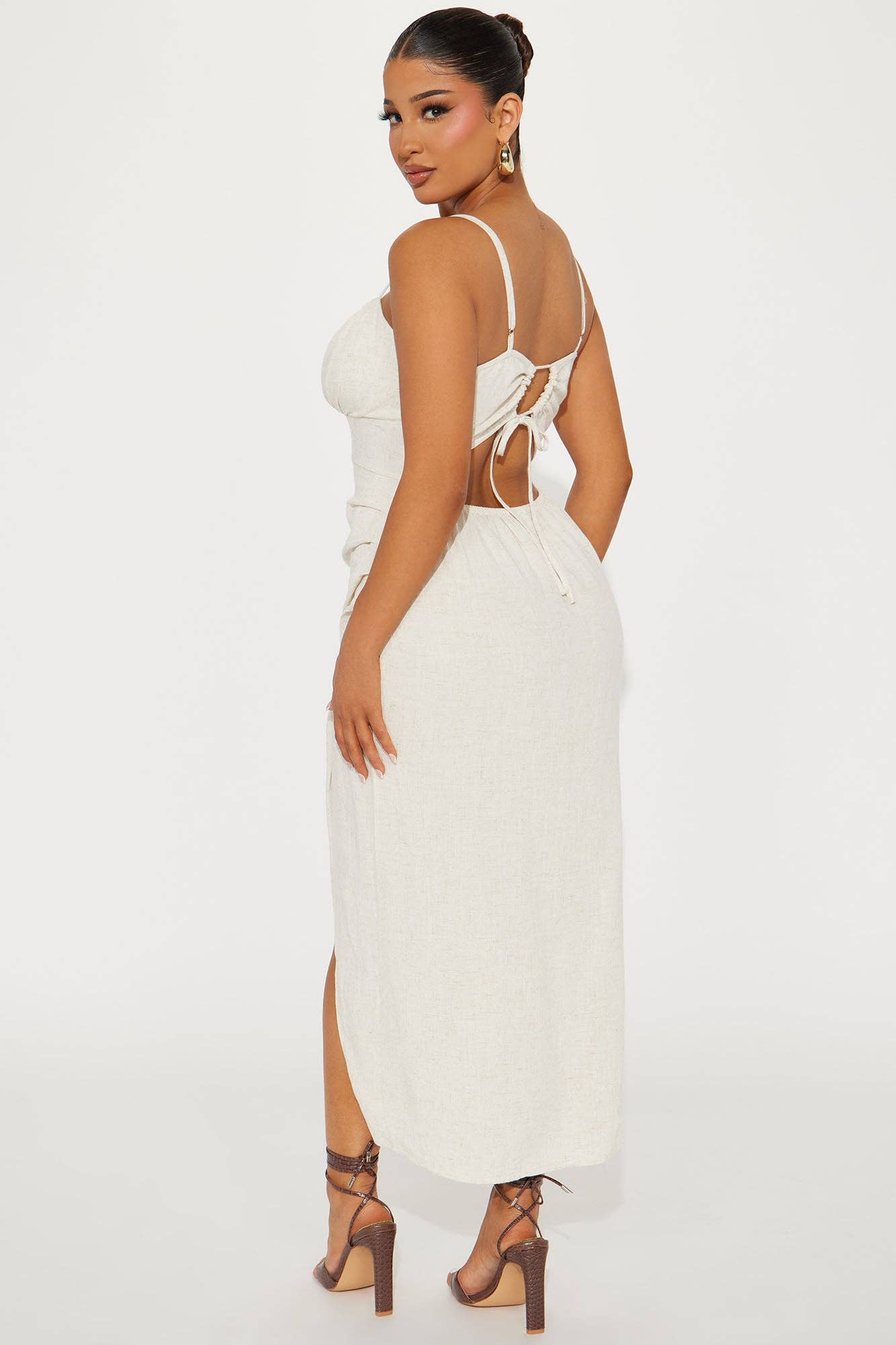 LINEN TULIP DRESS: Natural