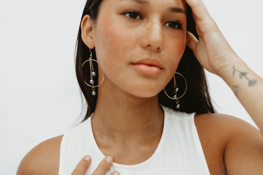 Pearl Drop Hoops
