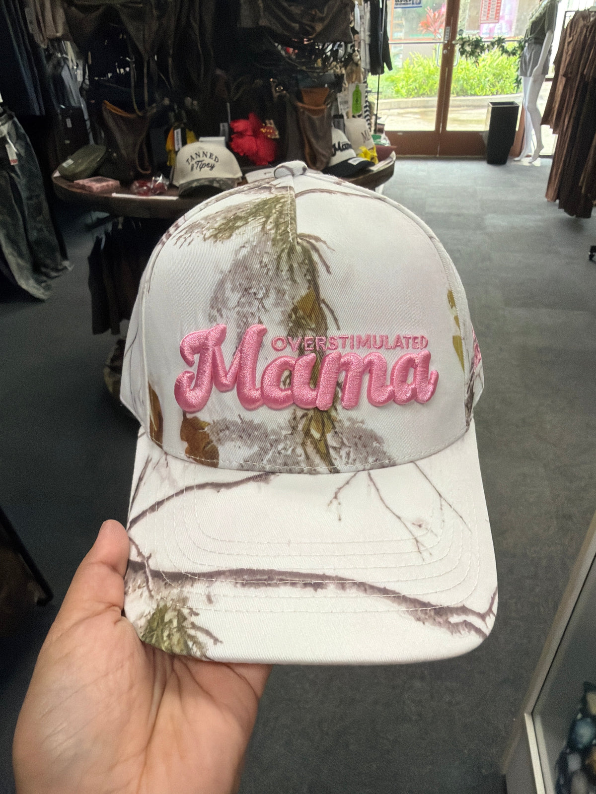 Overstimulated Mama White Camo/Pink