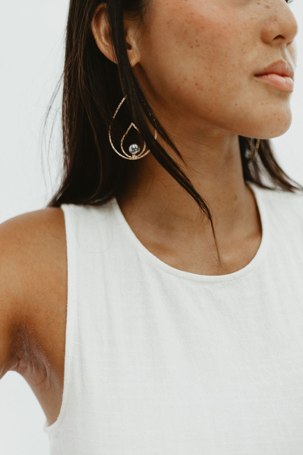 Double Teardrop Earrings - Tahitian Black