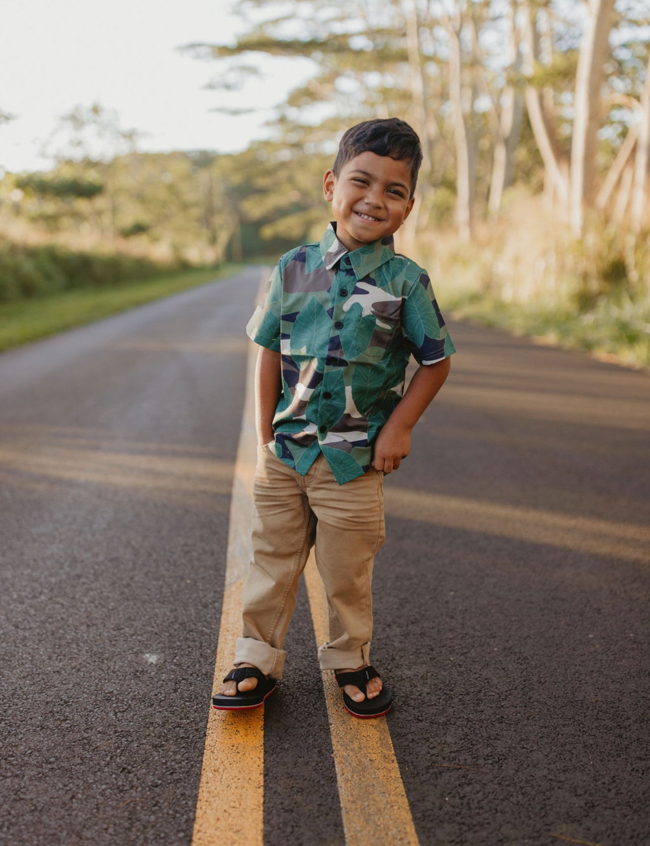 Little Boys Aloha Shirt- Camo Kalo