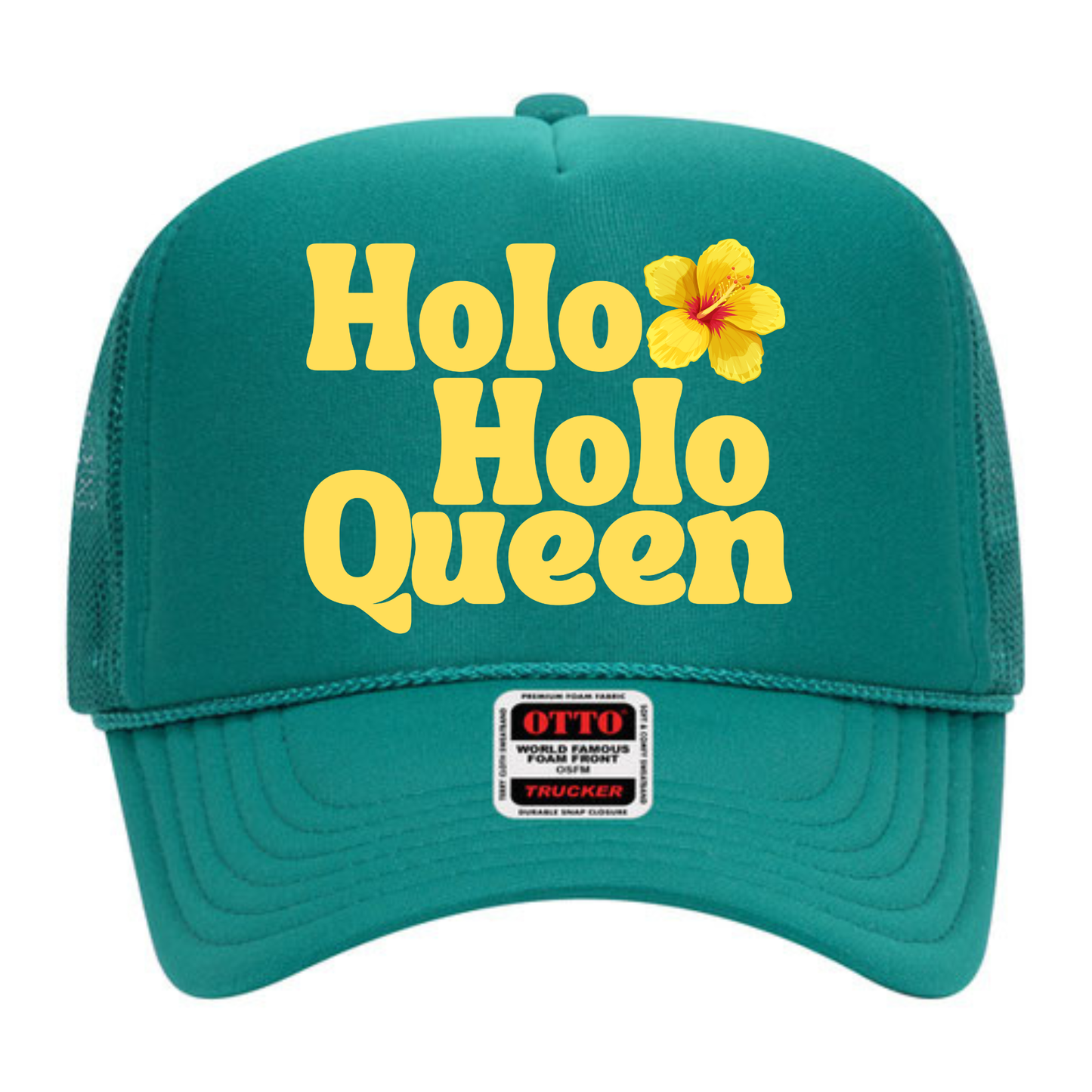 Holoholo Queen Adult Trucker Hat- Yellow Hibiscus