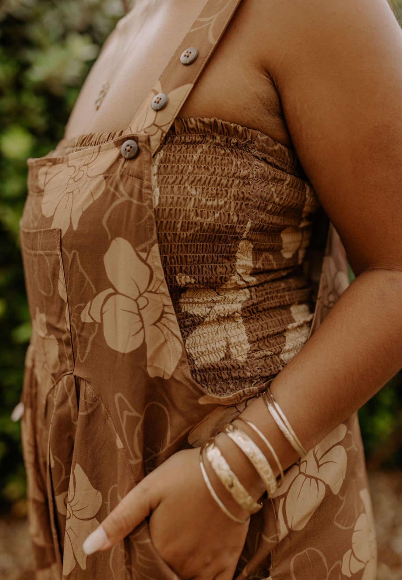 Wai Overalls - Pua Kenikeni (Chocolate)