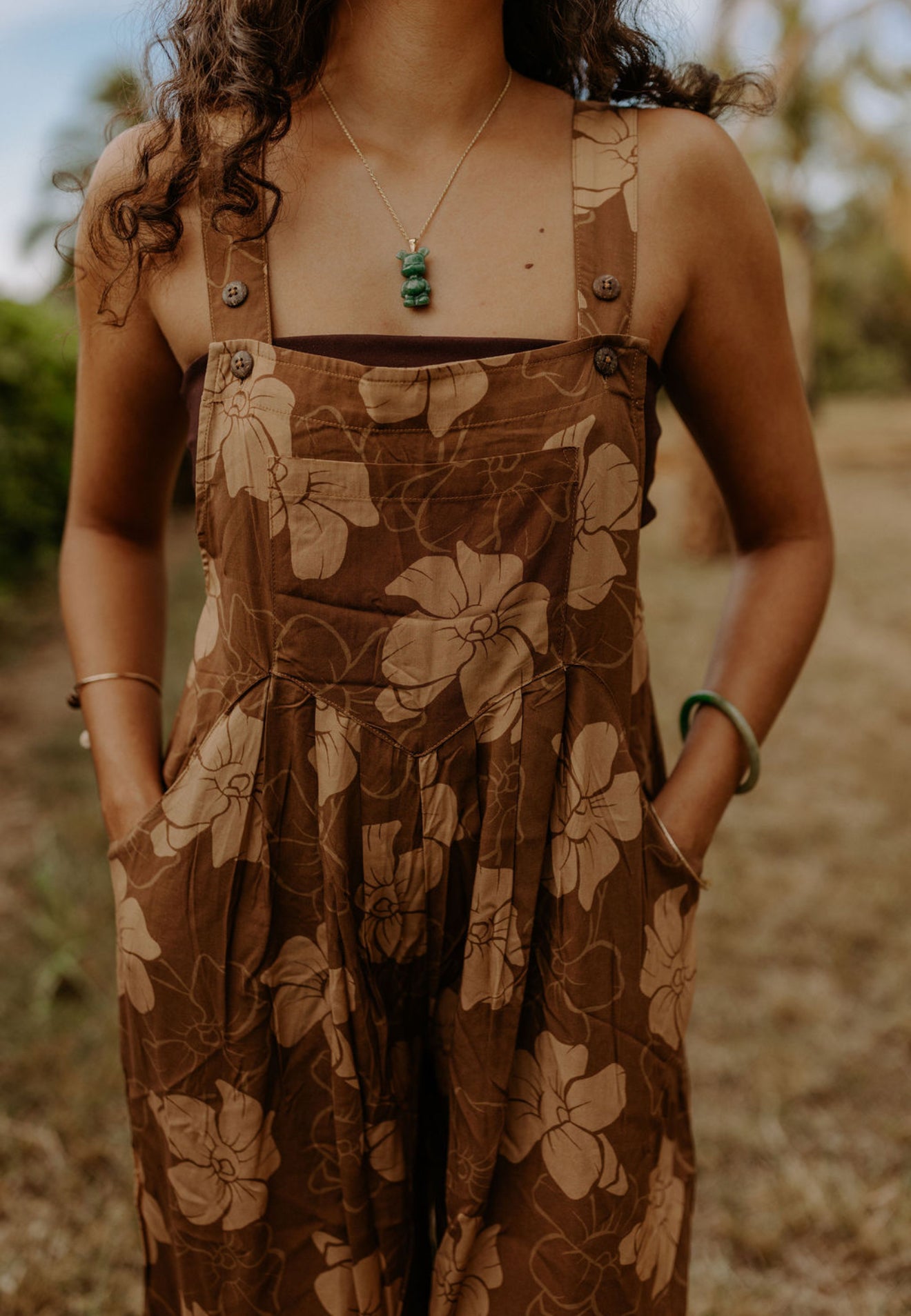 Wai Overalls - Pua Kenikeni (Chocolate)