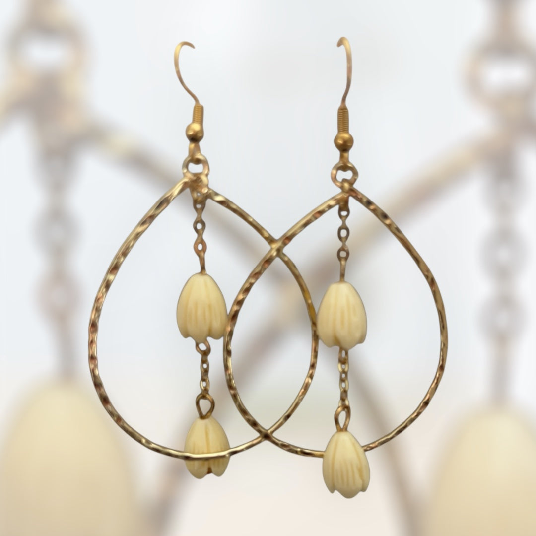Teardrop Pikake Dangle Earrings