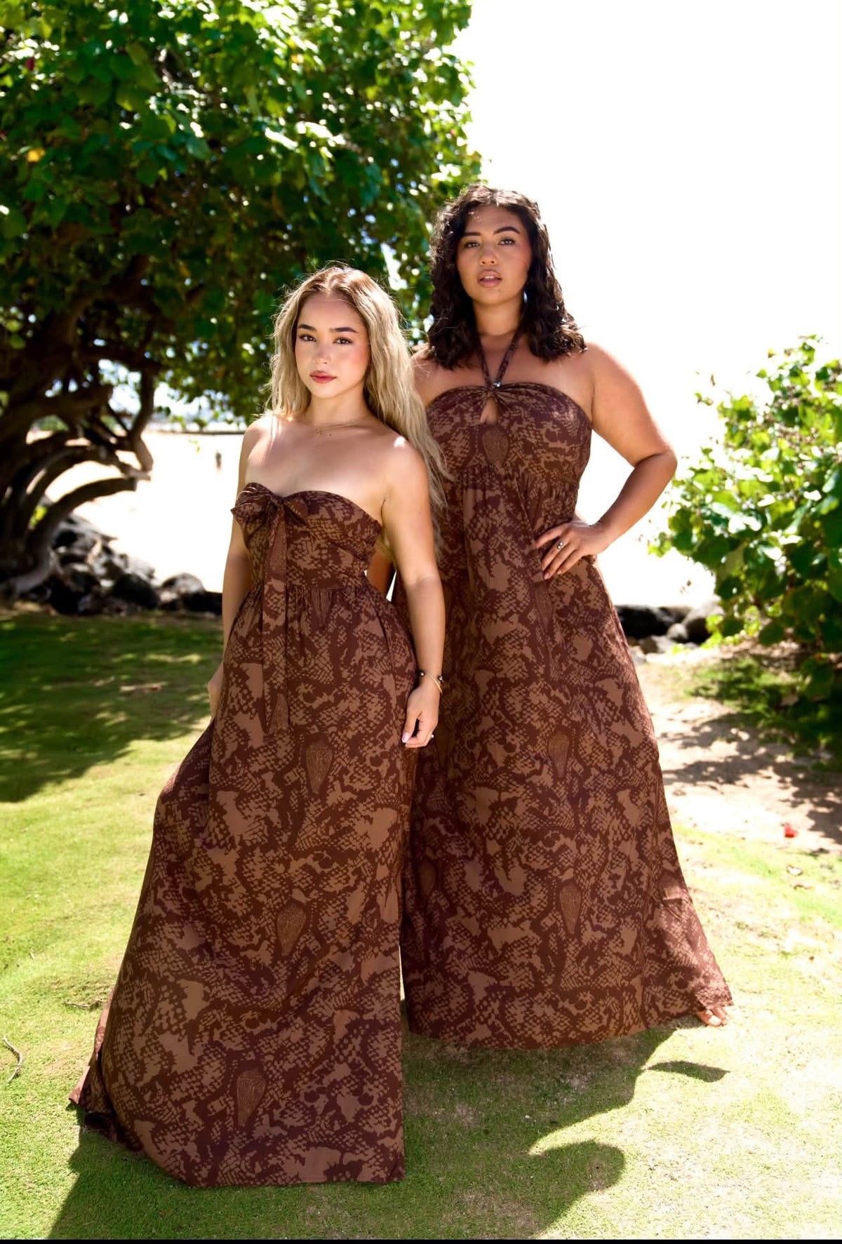 Noe Maxi Dress - Brown Textile Snake (Online)