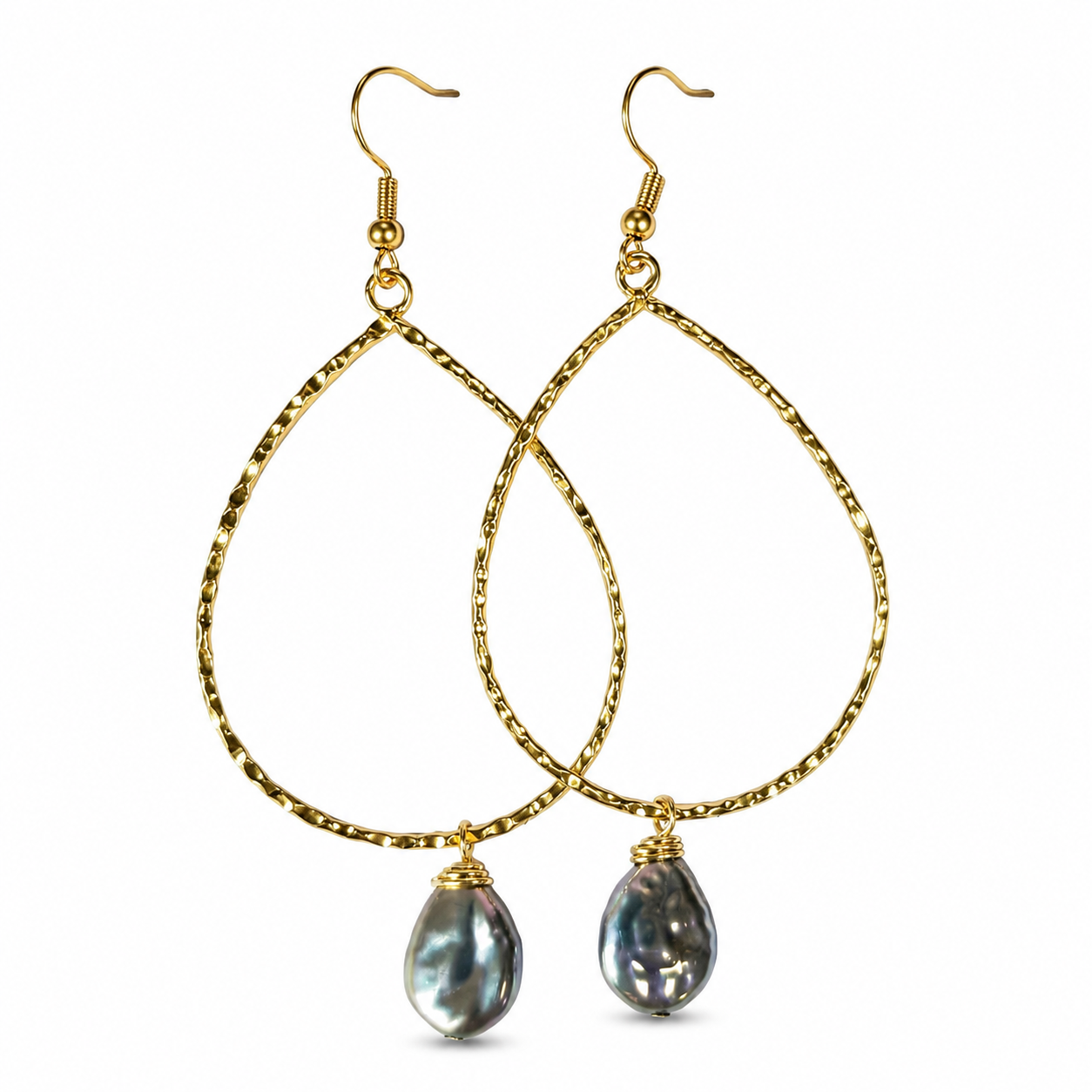 Faux Keshi Teardrop Hoop