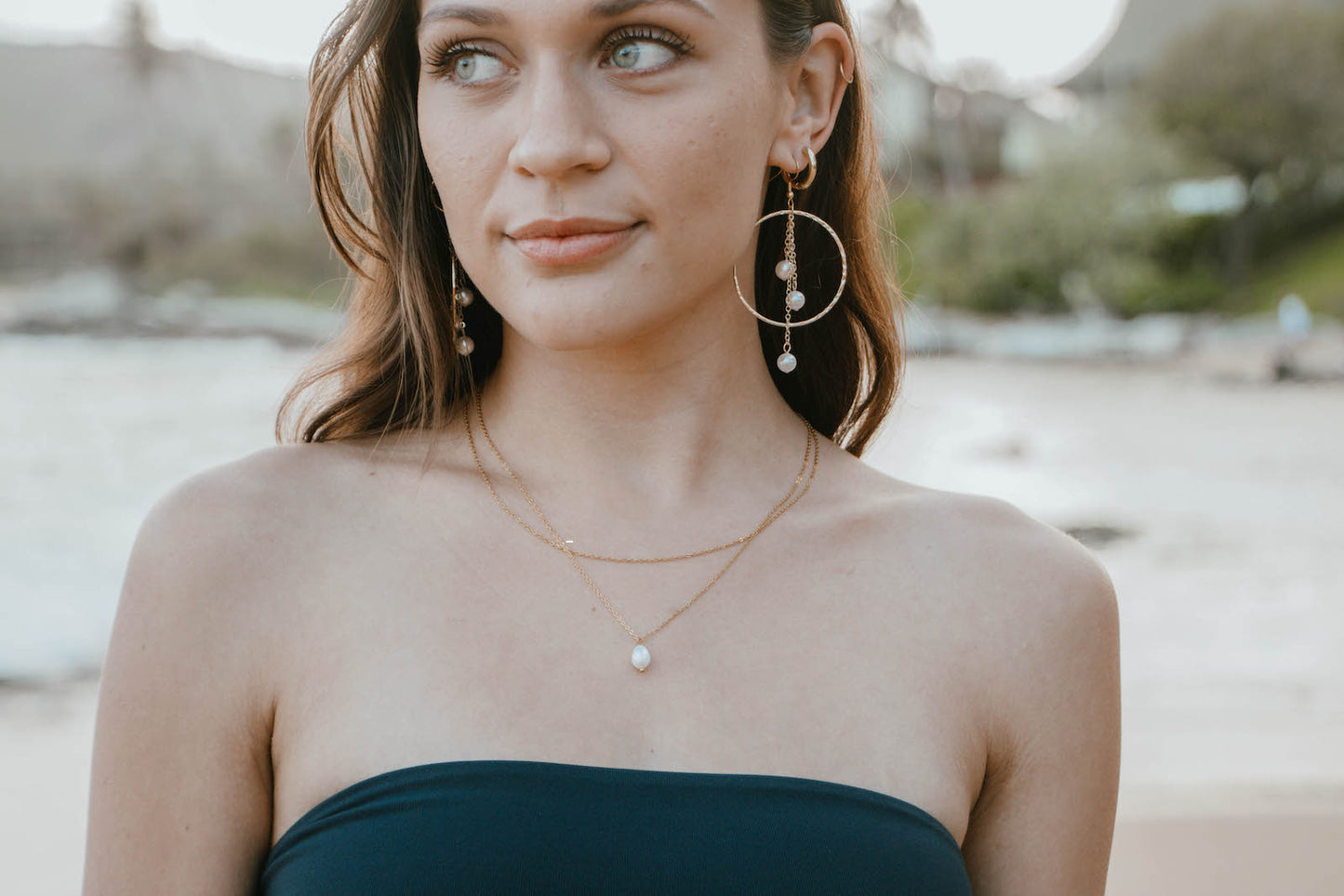 Triple Tier Pearl Hoops