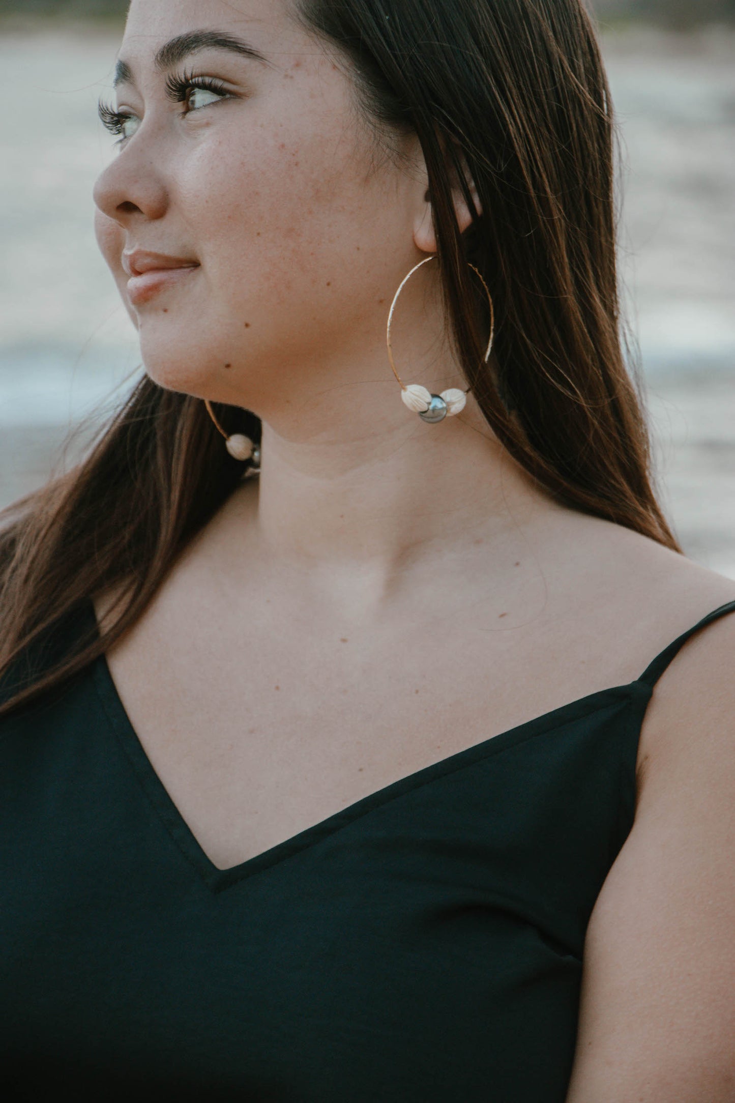 Pikake x Pearl Large Hoop