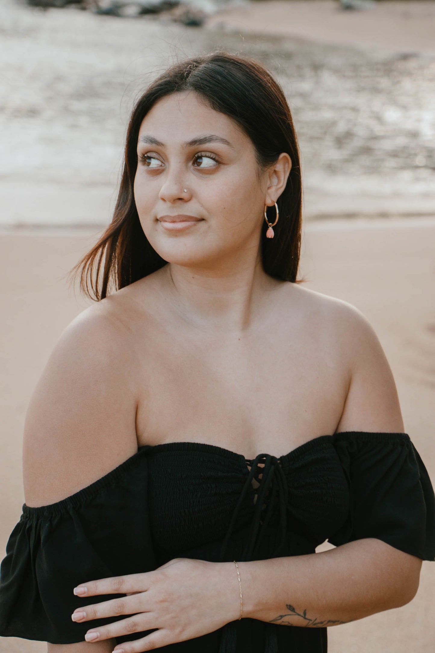 Pink Pikake Chunky Hoops