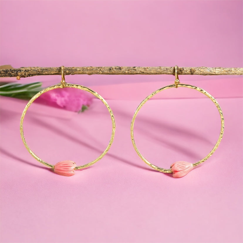 Pink Pikake Hoops