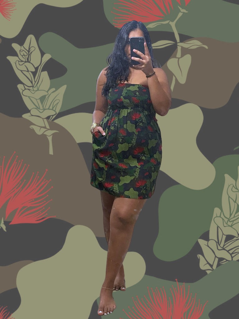 Tewai Dress - Camo Lehua
