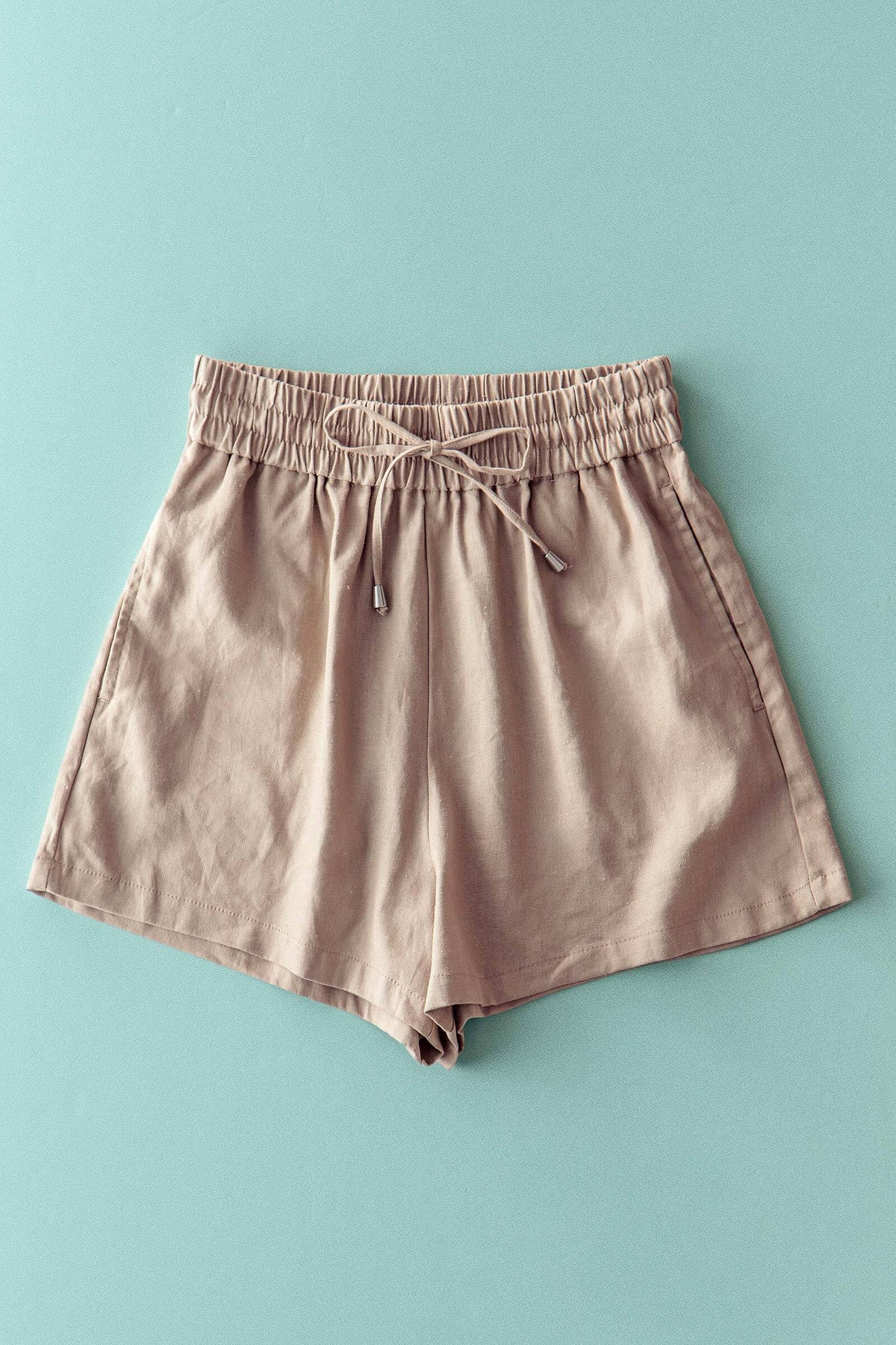 Easy Everyday Drawstring Linen Shorts - Mushroom