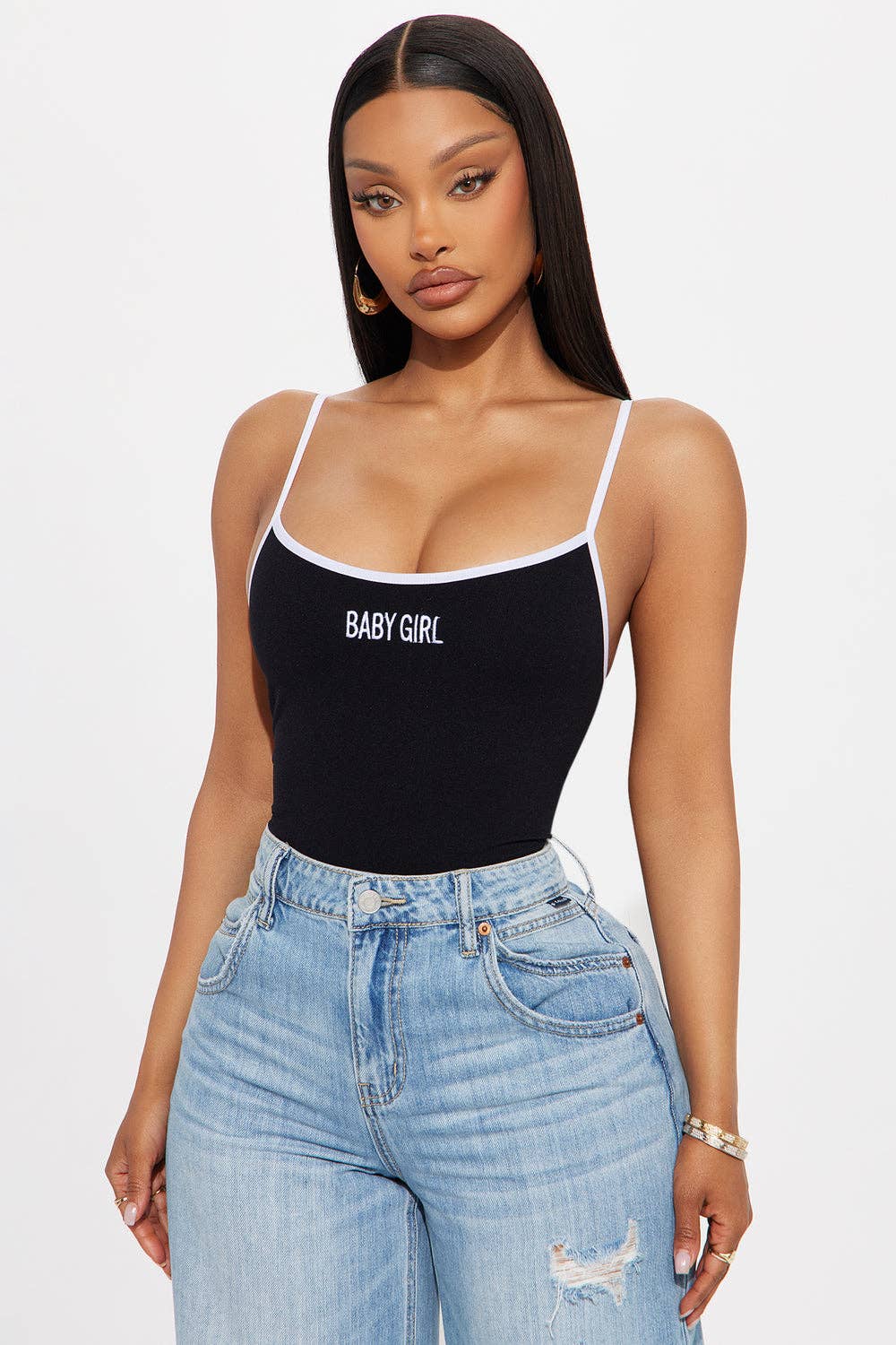 BABY GIRL LETTERING BODYSUITS: Black