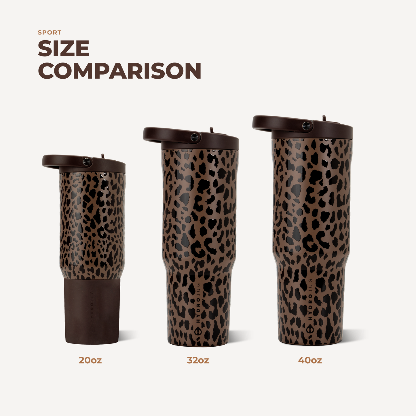 Brown Leopard HydroJug 32 oz Sport Water Bottle