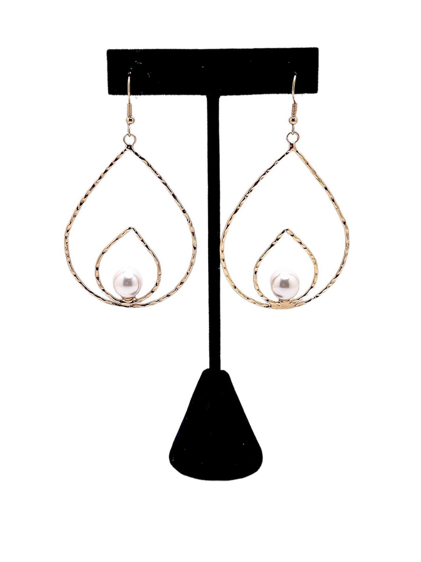 Double Teardrop Earrings - Pearly White