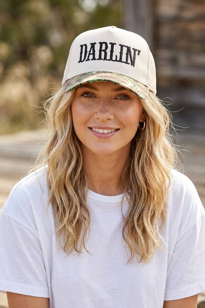 Darlin Two Tone Mesh Snapback Hat SI-29743: CAMO-197498 / OS