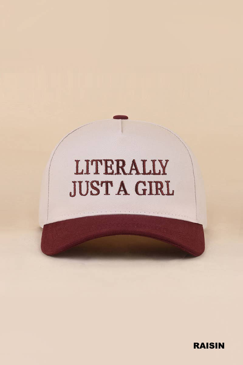 Literally Just A Girl Two Tone Canvas Cotton Cap