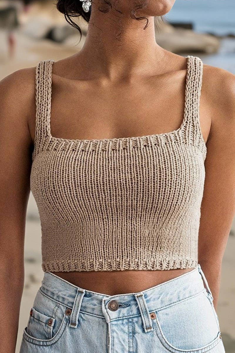 CWTTK00595_CASUAL SLIM-FIT SHORT KNITTED CAMISOLE