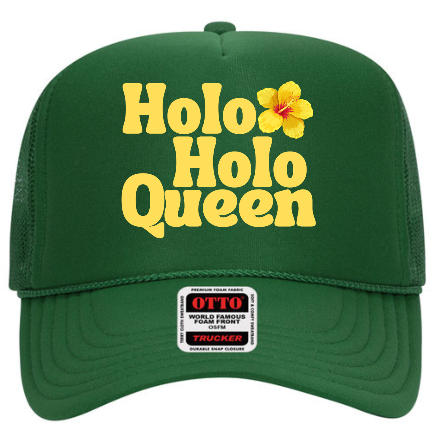 Holoholo Queen Adult Trucker Hat- Yellow Hibiscus