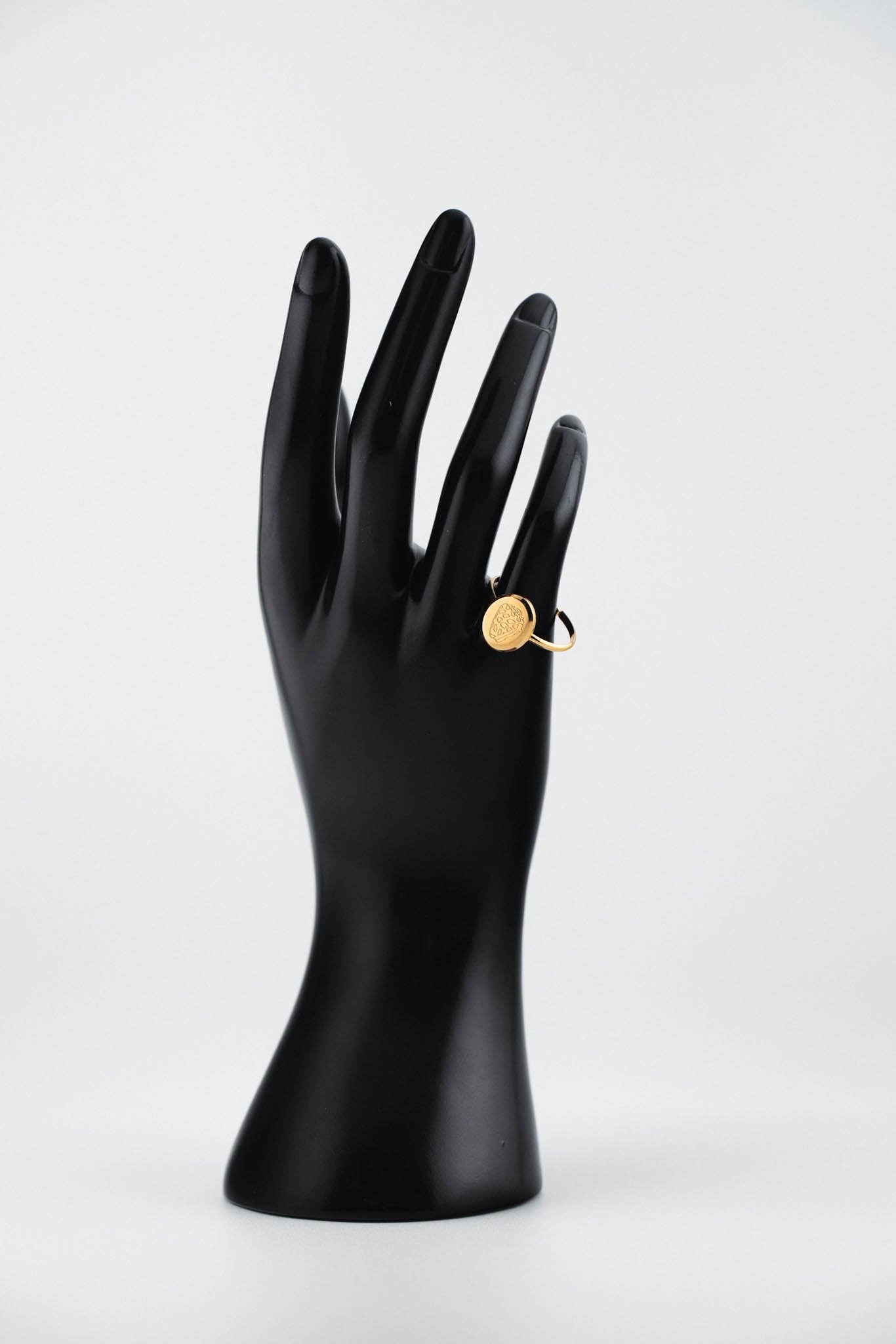 Hebrew Shell Signet Ring - 14K PVD Gold