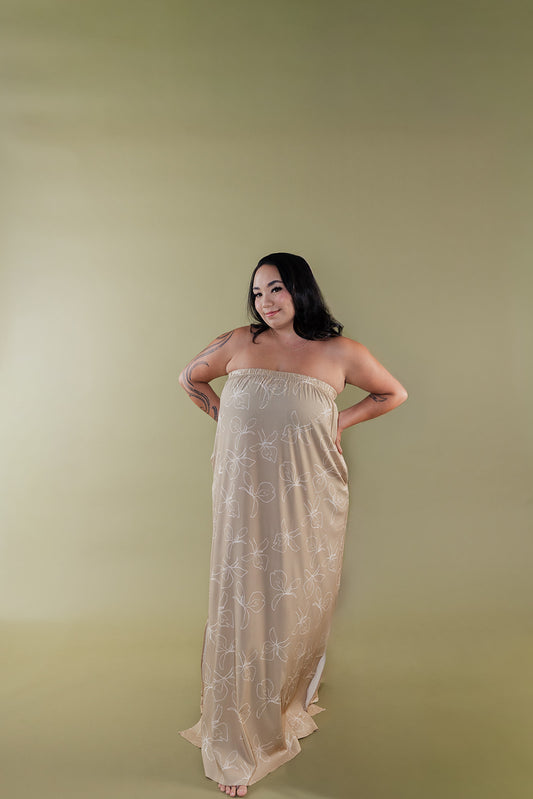 LILY MAXI DRESS - Beige Ginger