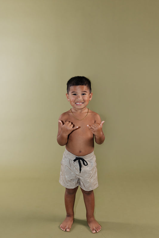 Hanalei Boys Board Shorts - Beige Ginger