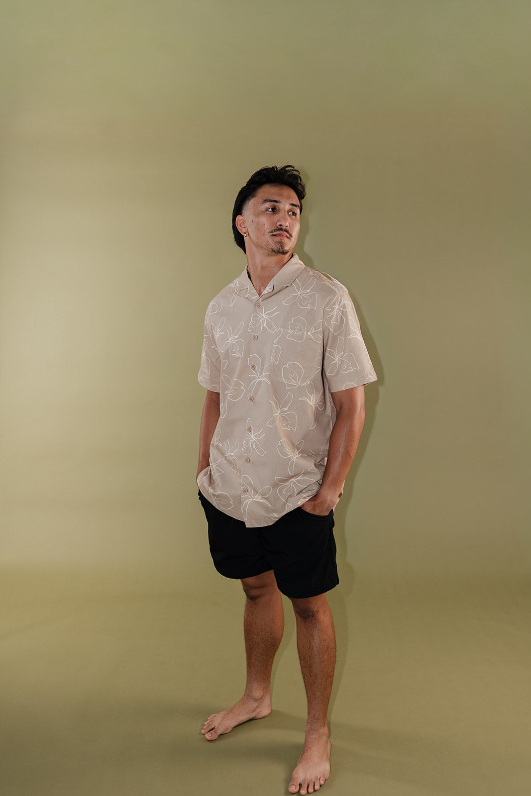Men's Aloha Shirt - Beige Ginger