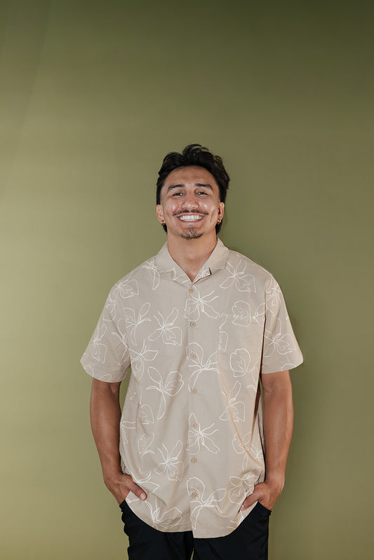 Men's Aloha Shirt - Beige Ginger