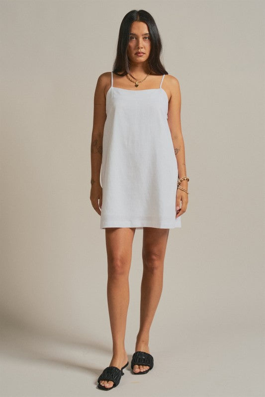 Sunlight Ease Air Slip Linen Mini Dress - White