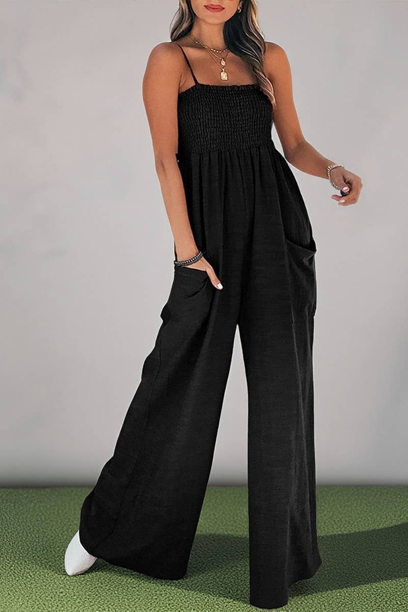 CWSJS00624_HIGH-WAISTED RUCHED STRAPLESS JUMPSUIT