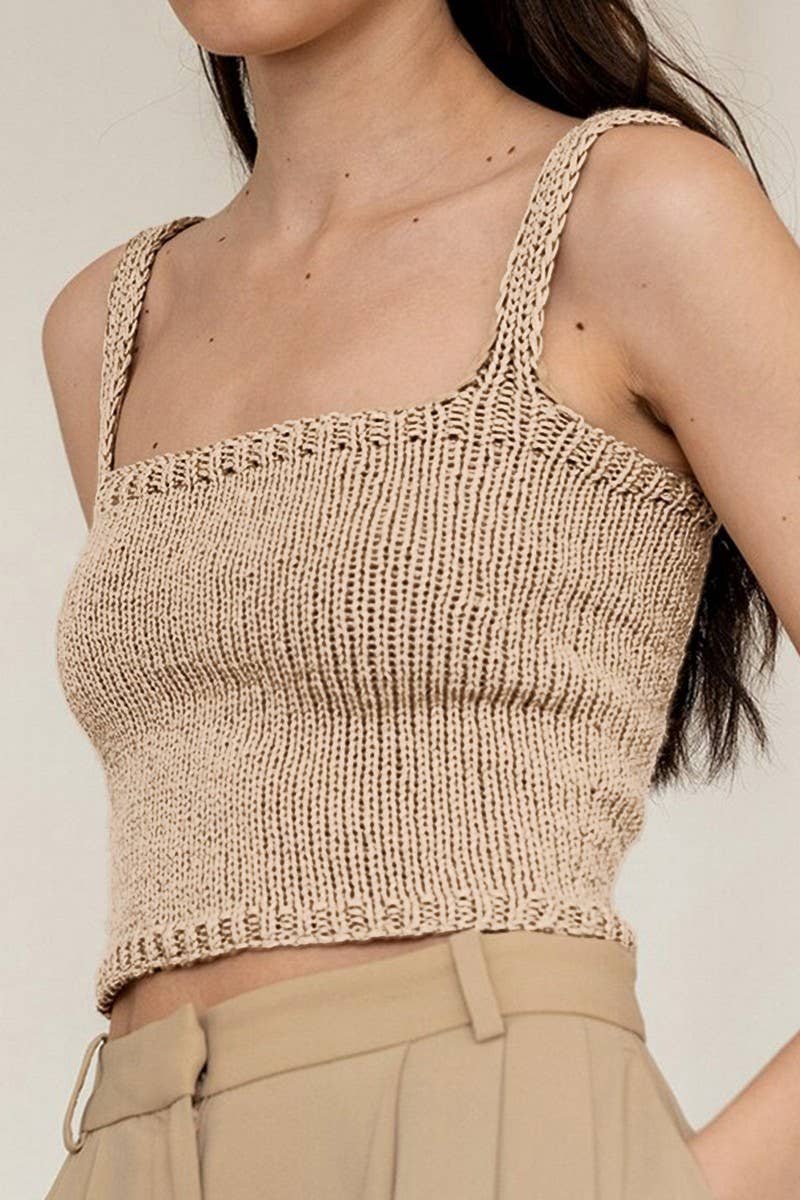 CWTTK00595_CASUAL SLIM-FIT SHORT KNITTED CAMISOLE