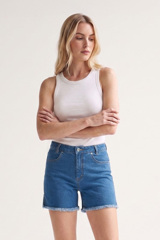 MEDIUM WASH DENIM SHORTS - BLS0001