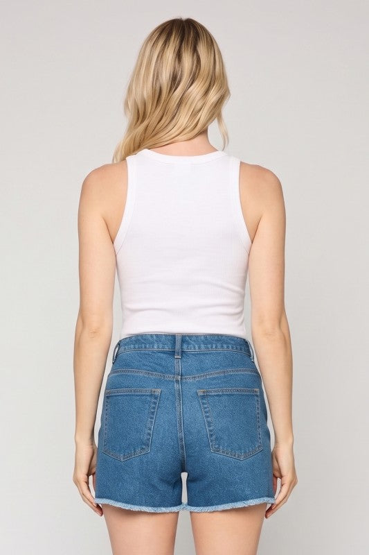 MEDIUM WASH DENIM SHORTS - BLS0001