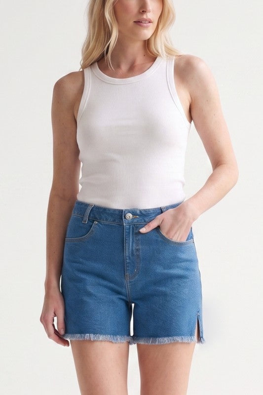 MEDIUM WASH DENIM SHORTS - BLS0001