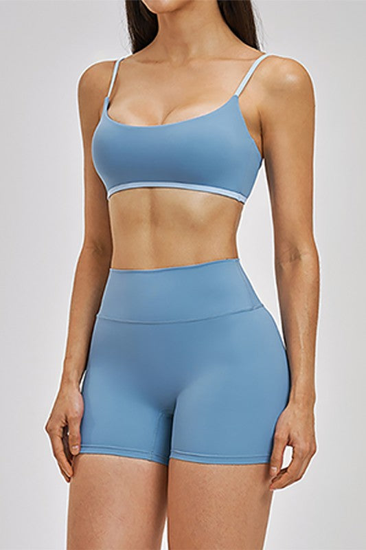 High-Waisted Shorts - Blue