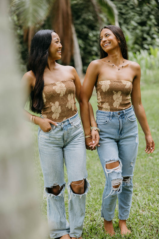 Lexi tube Top - Pua Kenikeni (Chocolate)