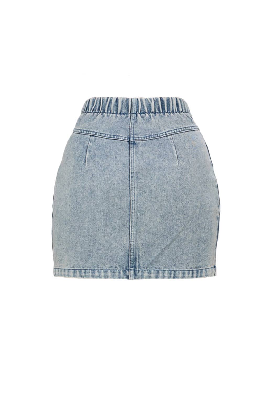 SIDE POCKET DENIM MINI SKIRT: DENIM