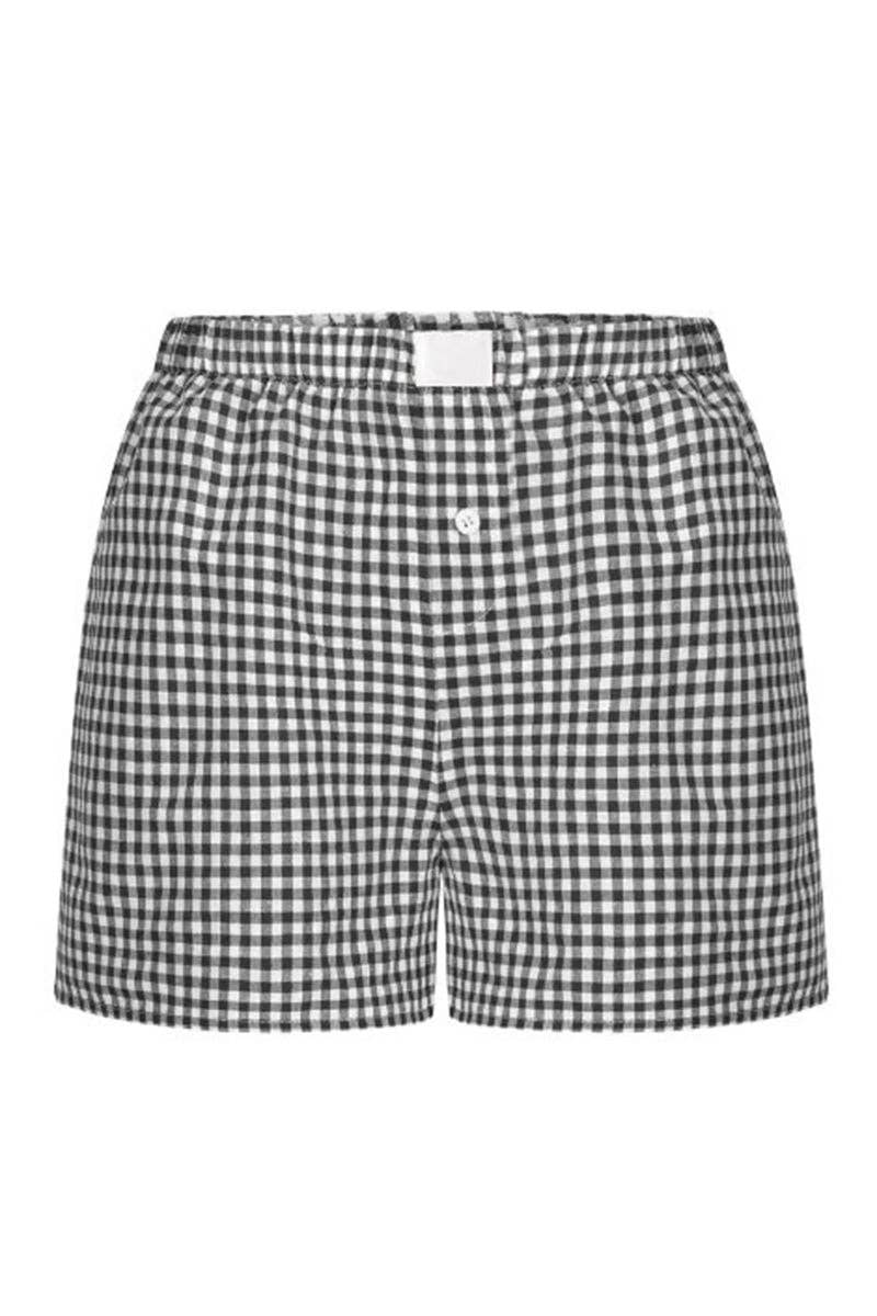 Gingham Casual Shorts: KHAKI