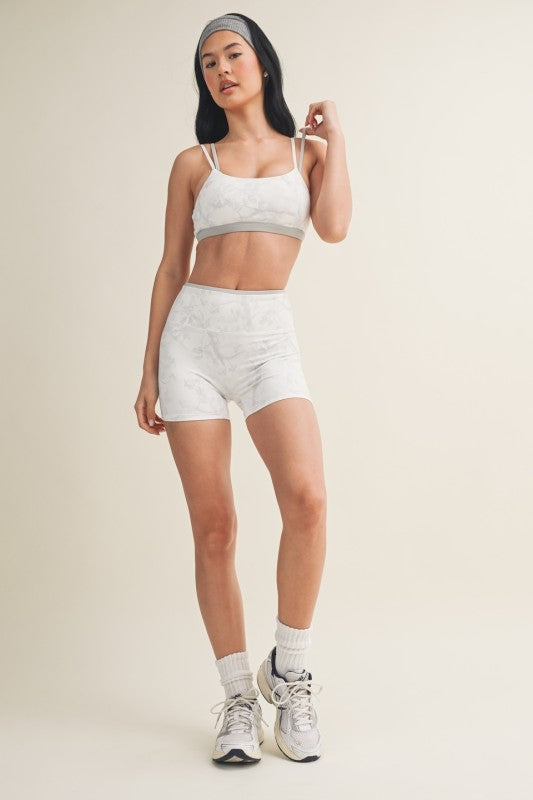 Camo Print Double Layered Sports Bra - Grey Camo