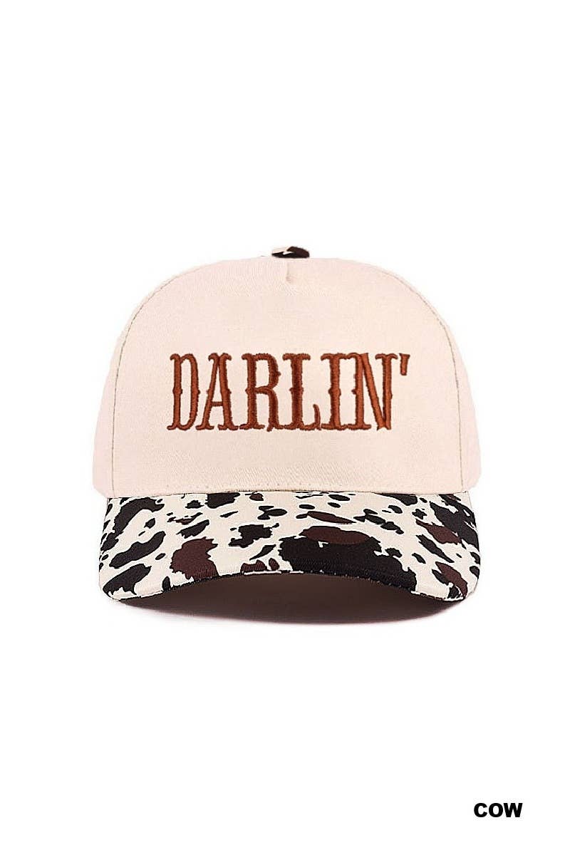 Darlin' Embroidered Two-tone Canvas Cotton Cap