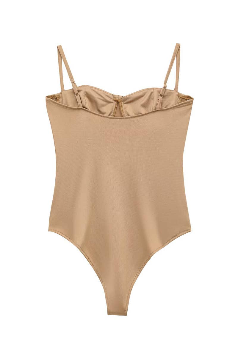 Sleek Strappy Bodysuit: COFFEE
