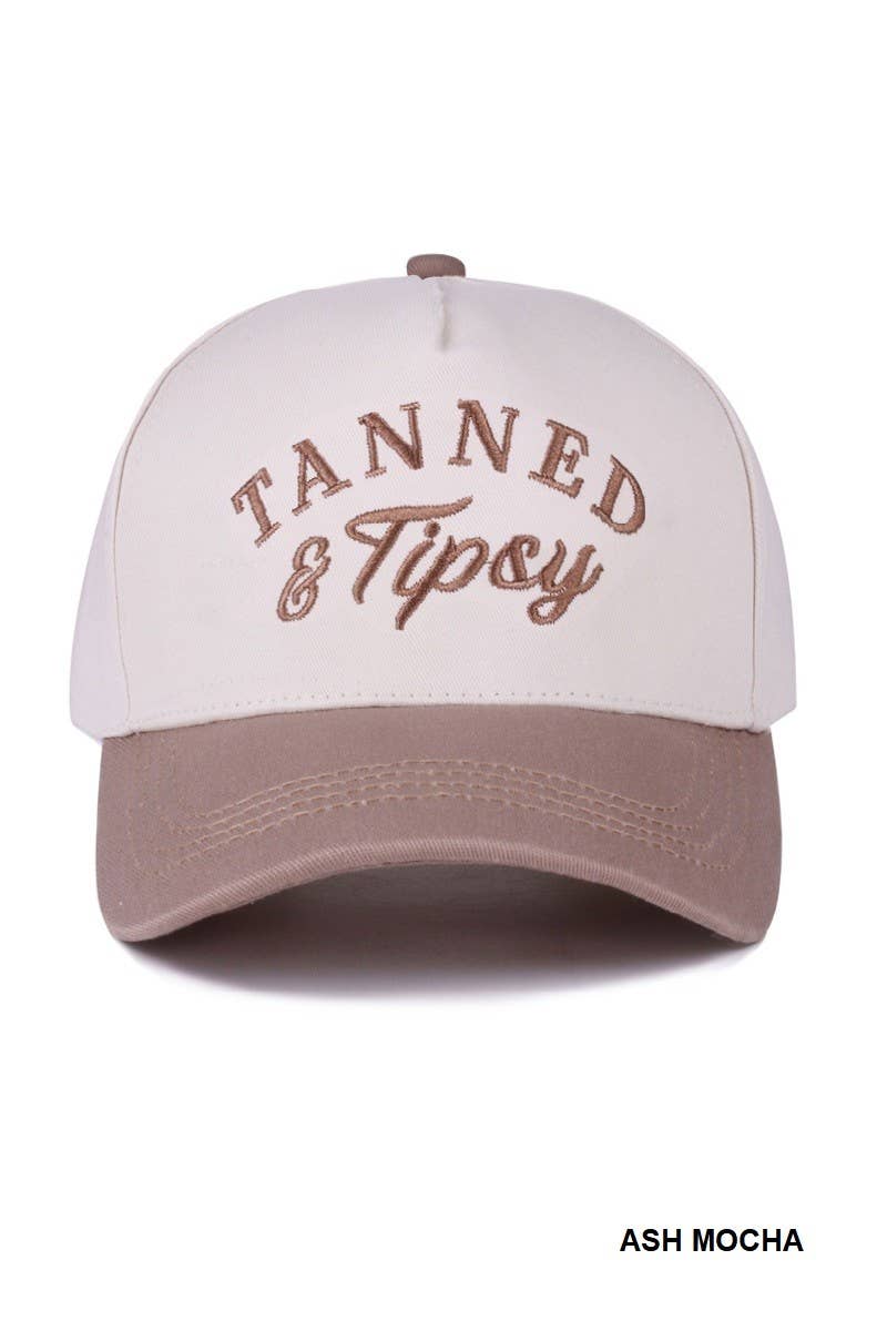 Tanned And Tipsy Two Tone Canvas Cotton Cap