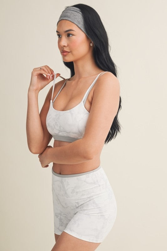 Camo Print Double Layered Sports Bra - Grey Camo