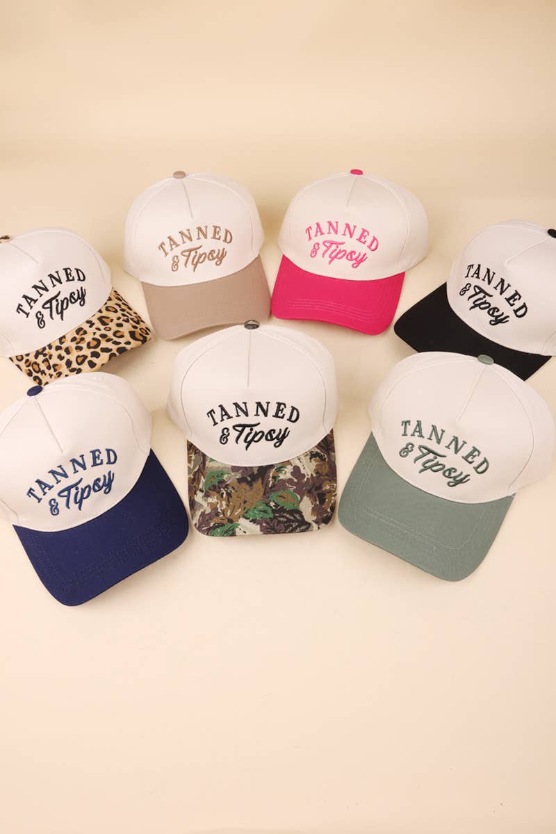 Tanned And Tipsy Two Tone Canvas Cotton Cap