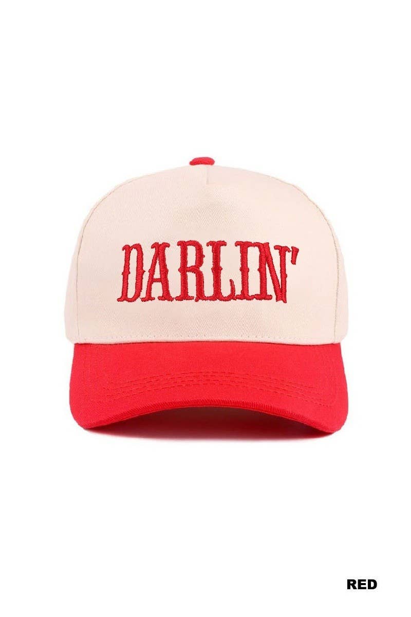 Darlin' Embroidered Two-tone Canvas Cotton Cap