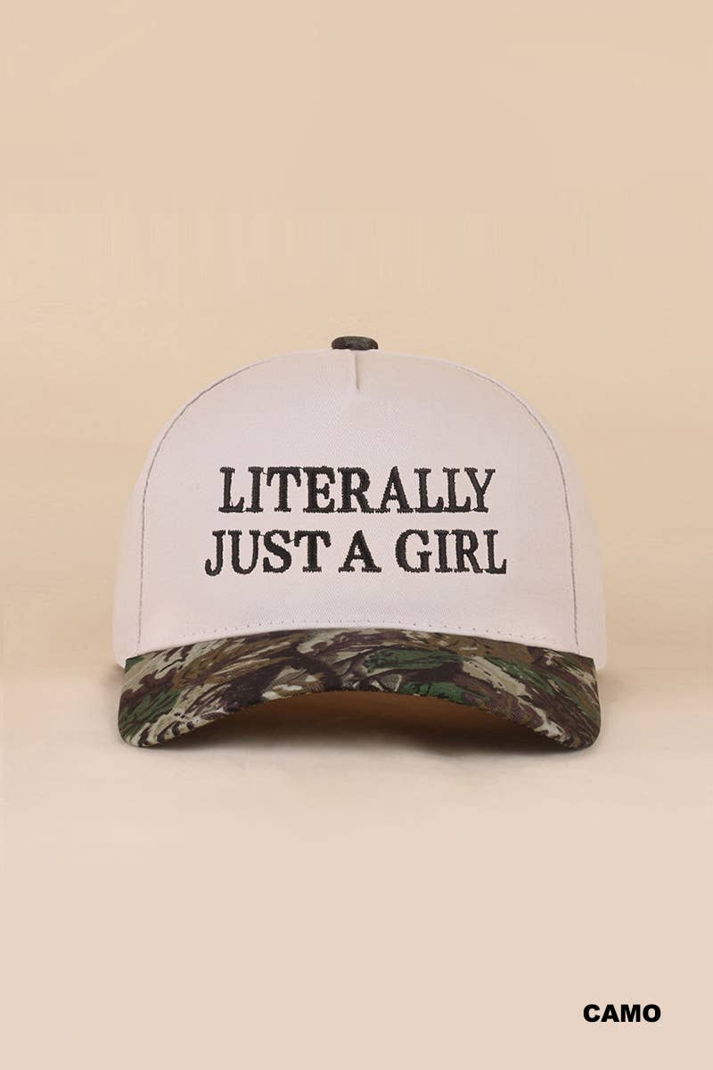 Literally Just A Girl Two Tone Canvas Cotton Cap