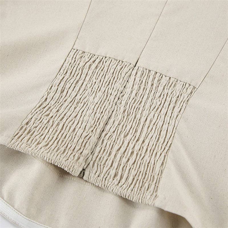 Khaki Casual Strapless Backless Maxi Dress: KHAKI