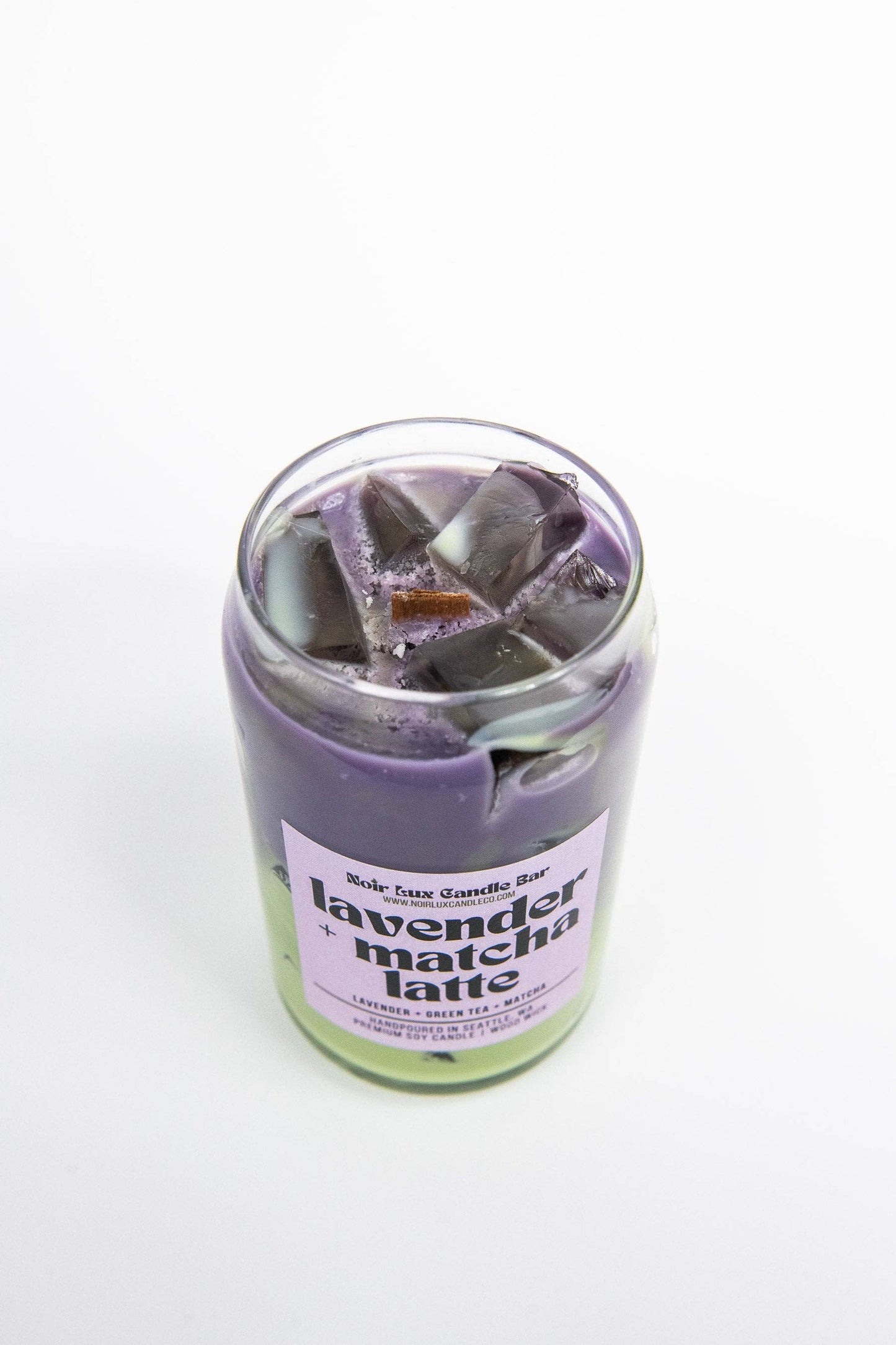 Iced Lavender Matcha Latte Coffee Candle: 5 oz Travel Tin